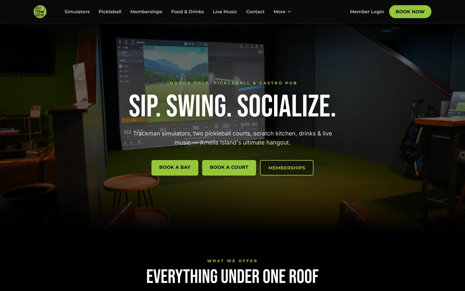 Golf Pub Social website homepage