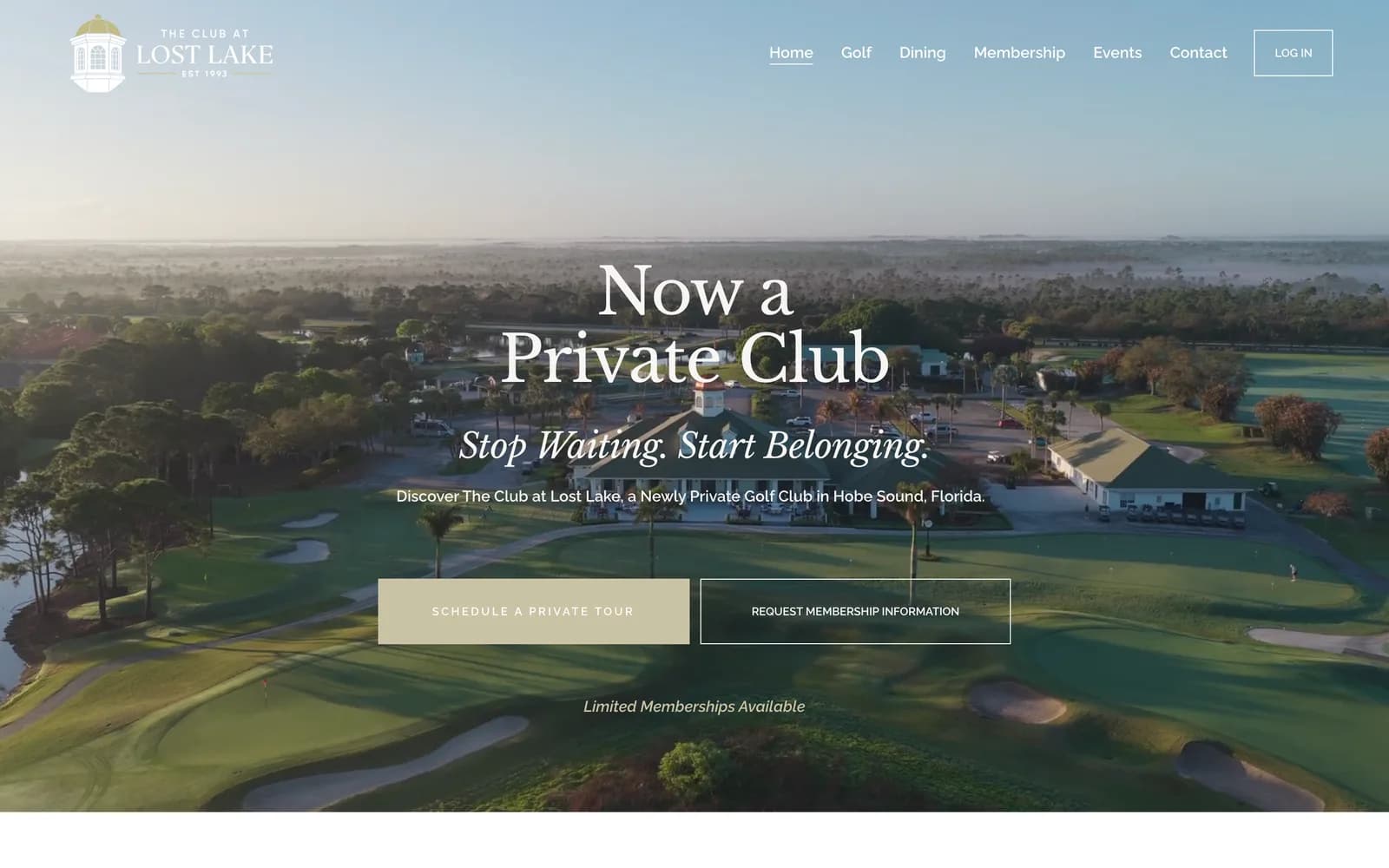 The Club at Lost Lake website homepage